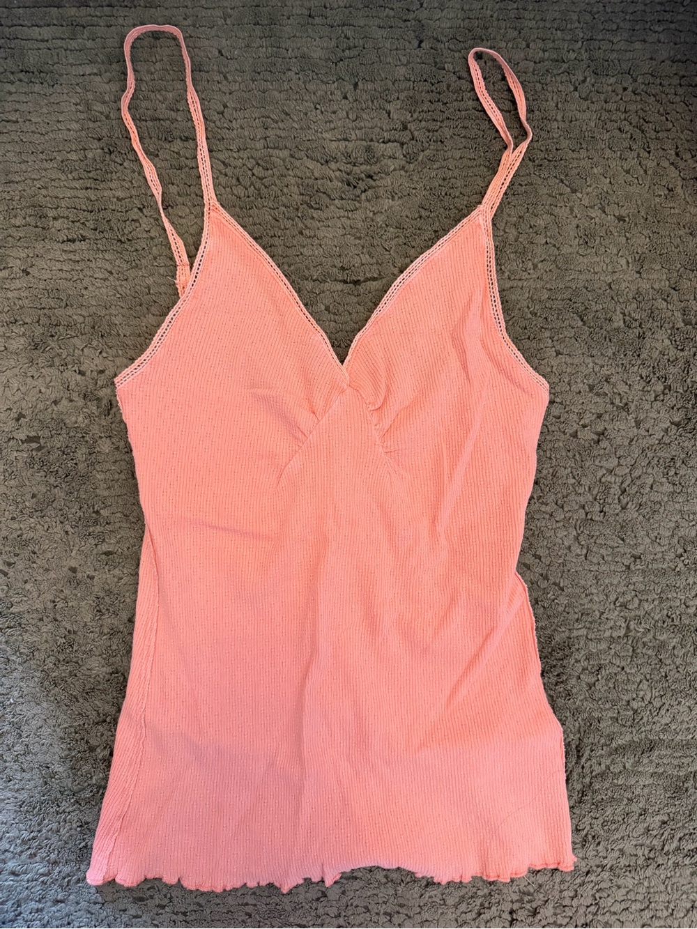 Free People Pink Ribbed V-Neck Tank Top